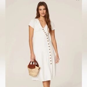 Madewell Asymmetrical Button Front Midi Dress Size 0